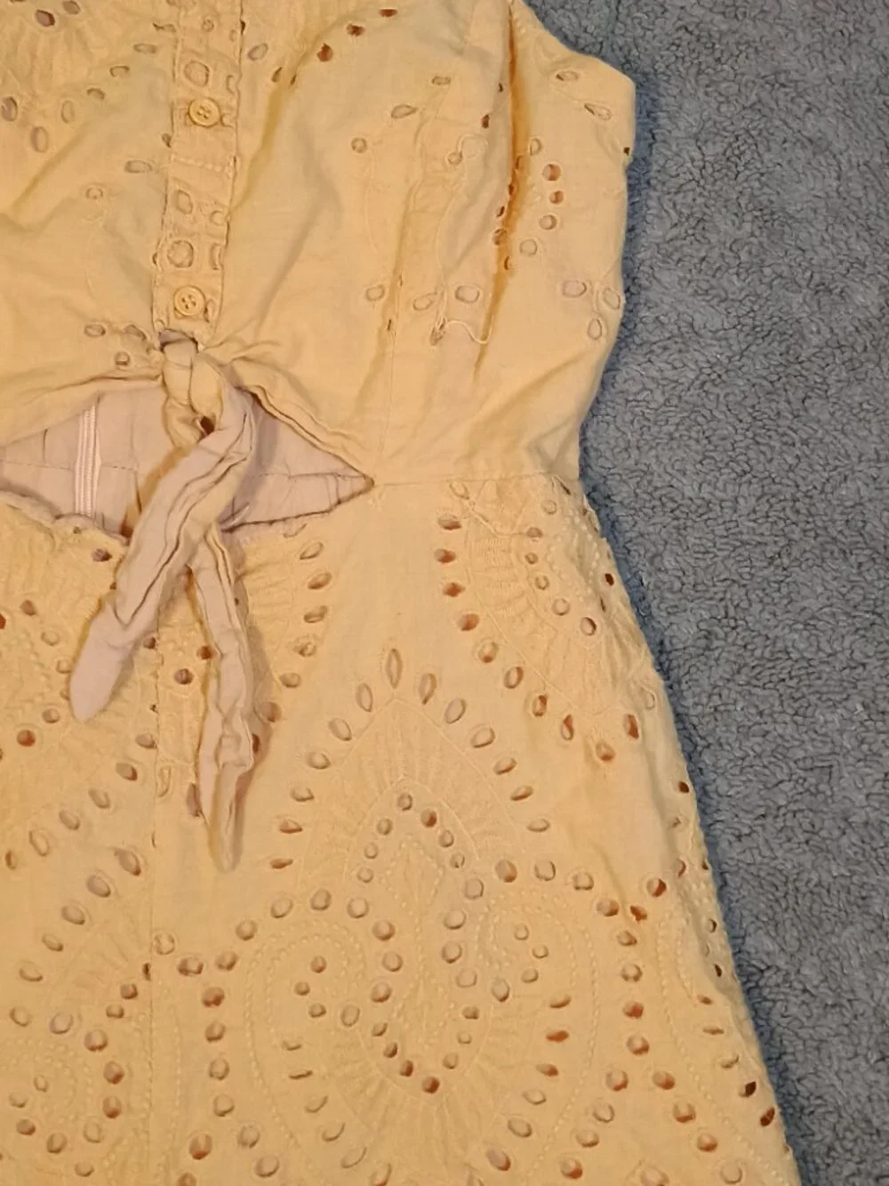 Lulus/Romper/Womens XS/Orange Eyelet Lace Tie Front Cutout Boho Cottagecore Chic